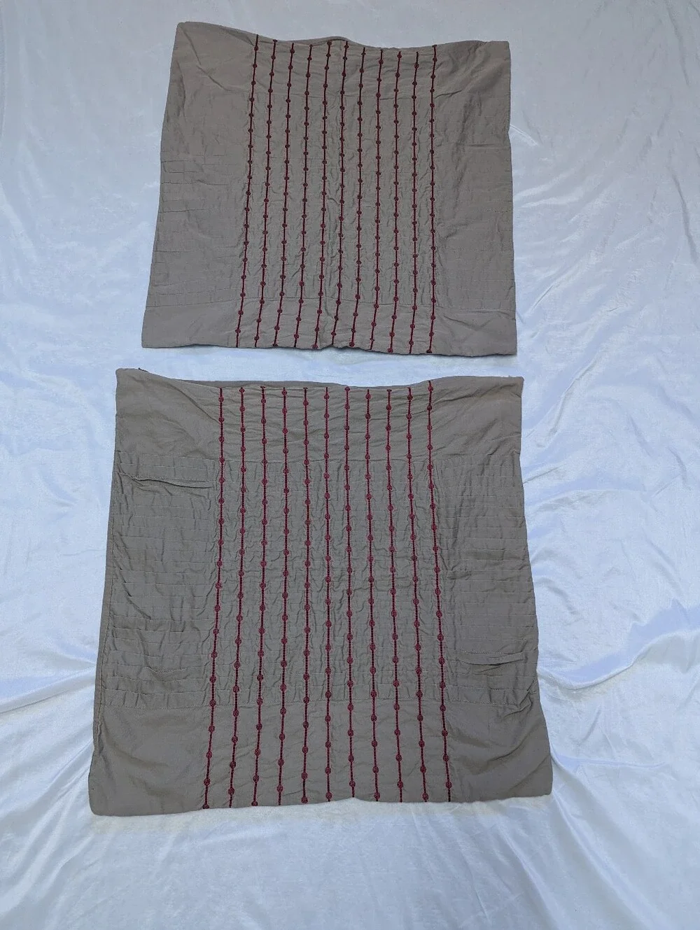 Natori Cherry Blossom Grey Taupe Embroidered Pleated Euro Sham Set 24